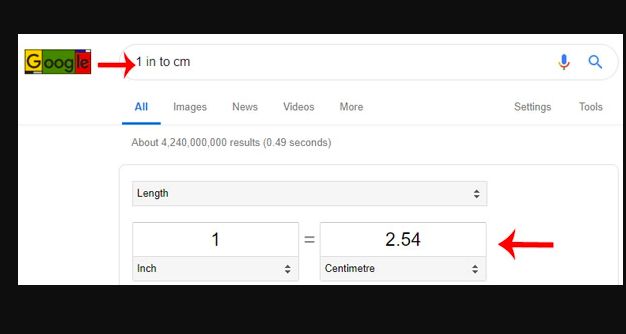 Google là công cụ nhanh nhất để đổi inch sang cm
